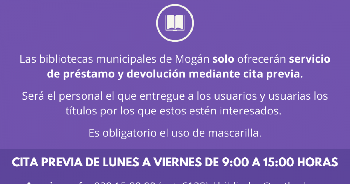 Las bibliotecas municipales de Mogán abren con cita previa el lunes 25 de mayo