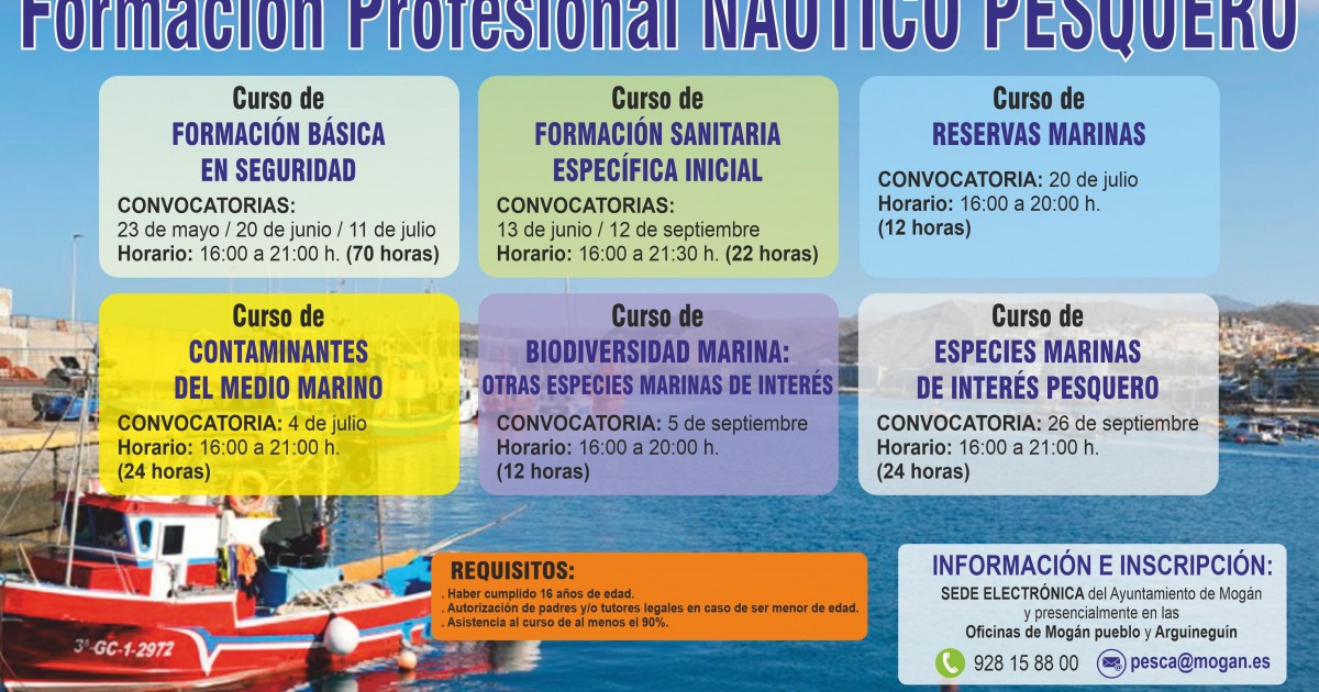 Mogán ofrece seis cursos gratuitos de formación profesional náutico pesquera