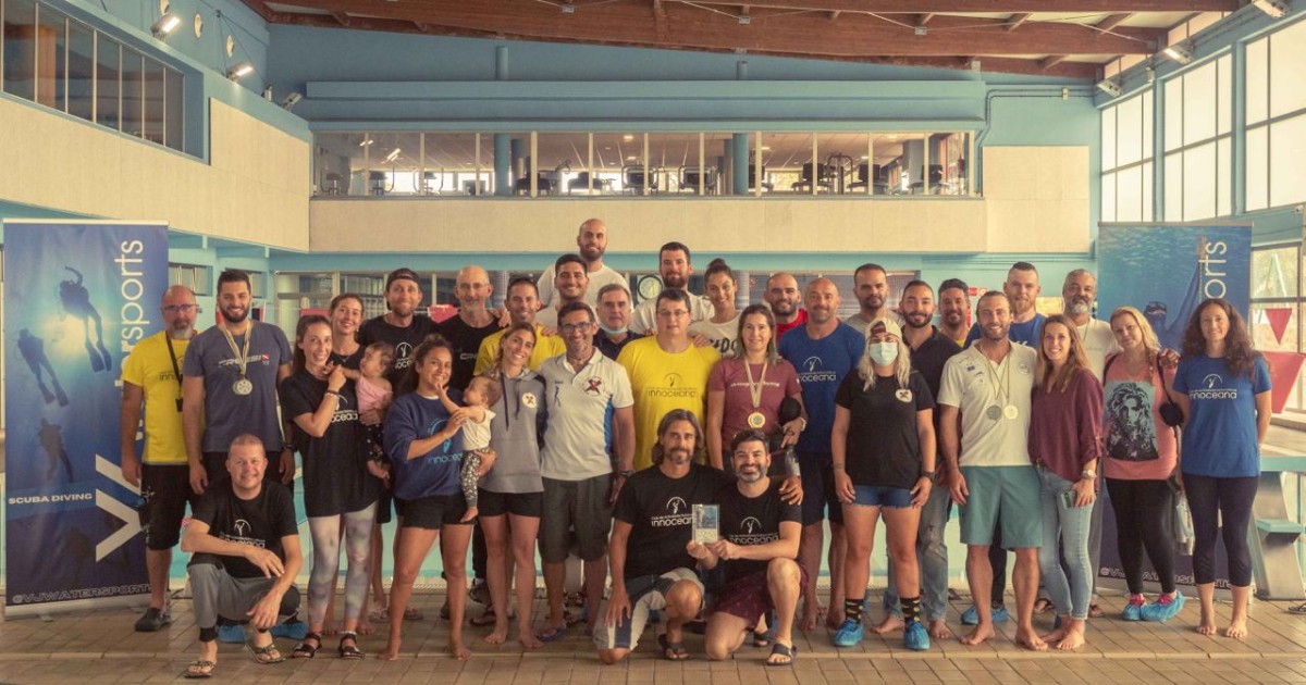 Alberto Saavedra y Eva Raimundez, campeones de Canarias de apnea estática en piscina