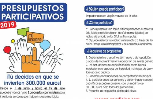 Mogán abre el plazo para que los vecinos realicen sus propuestas para los segundos presupuestos participativos