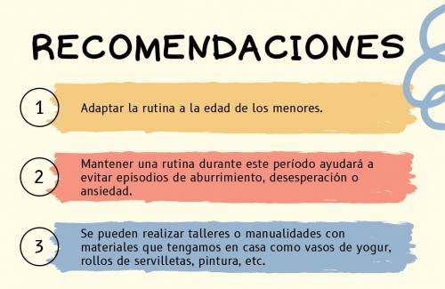 Recomendaciones y planificación de rutinas para familias durante el Estado de Alarma