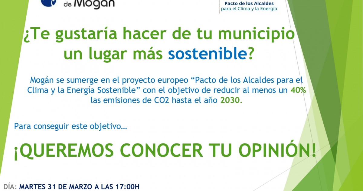 Mogán convoca una jornada de participación ciudadana para la elaboración del Plan de Acción para el Clima y la Energía Sostenible