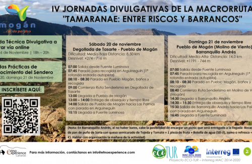 Mogán convoca las cuartas jornadas de  formación e información de la Macrorruta 'Tamaranae: entre Riscos y Barrancos'