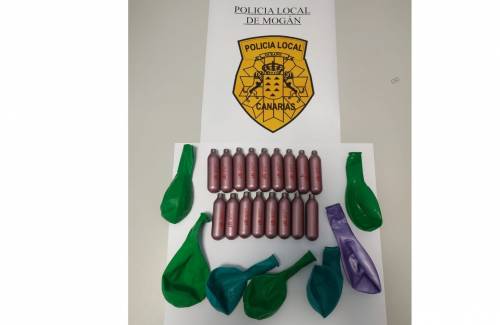 La Policía Local de Mogán intercepta  venta de 'gas de la risa' en Puerto Rico