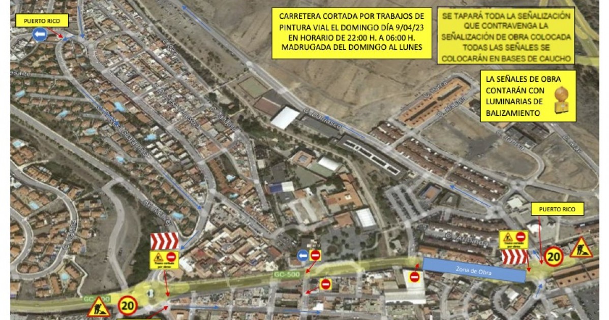 AVISO: Corte de la GC-500 desde la rotonda de acceso a Arguineguín hasta la rotonda de Cola de la Ballena