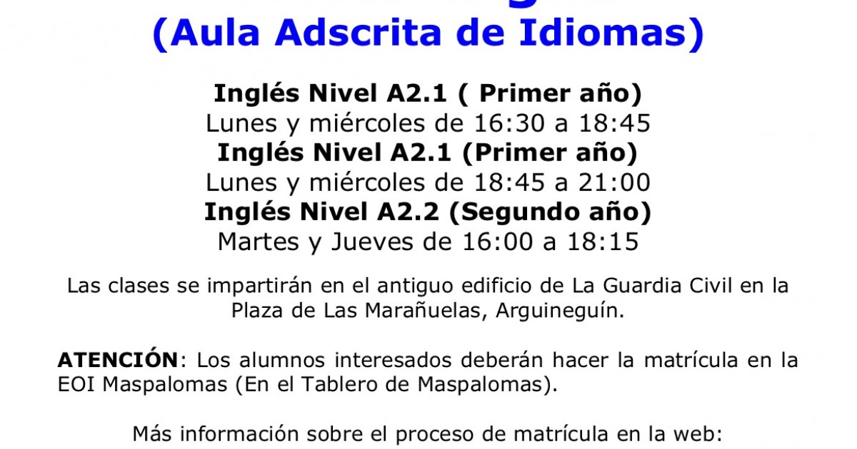 El aula de idiomas de Mogán abre el período de matriculación el 19 de junio