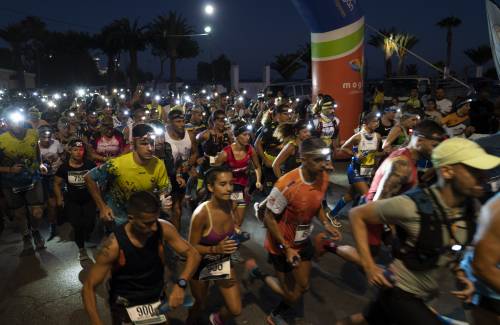 Aythami López y Silvia León, ganadores  de la maratón de 42 kilómetros de la VII Traiña Trail Costa Mogán Cálido Paraíso