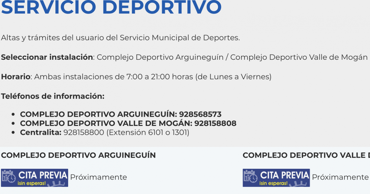 El 15 de junio se restablece el Servicio Municipal de Deportes de Mogán
