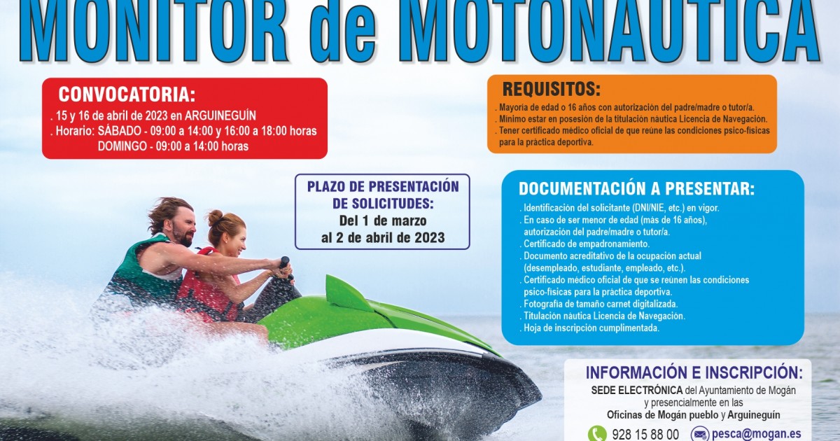 Curso de Monitor de Motonáutica el 15 y 16 de abril