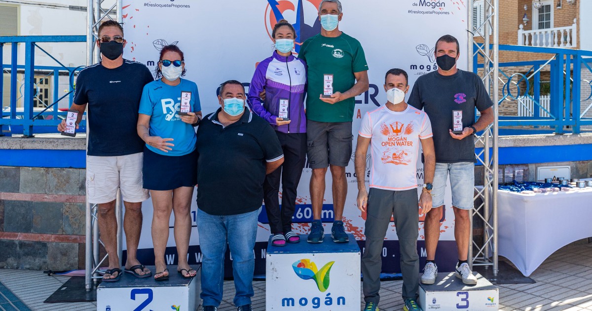 Martín Julio Suárez y Ainhoa Santana,  vencedores en los 10.100 metros de la  IV Mogán Open Water