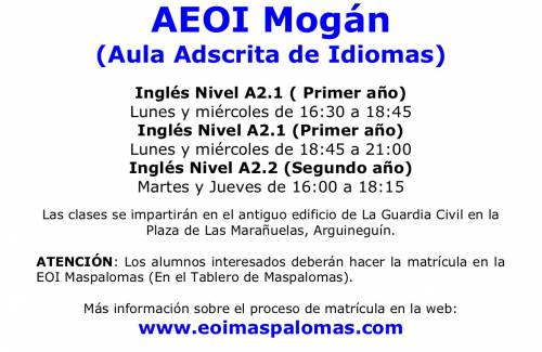 El aula de idiomas de Mogán abre el período de matriculación el 19 de junio
