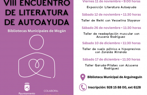 Mogán celebra el VIII Encuentro de Literatura de Autoayuda con talleres en noviembre y diciembre