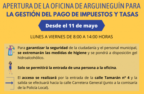 INFORMACIÓN: El lunes 11 de mayo abre la oficina de Arguineguín para la gestión del pago de impuestos y tasas