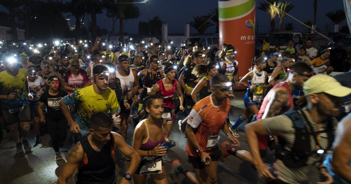 Aythami López y Silvia León, ganadores  de la maratón de 42 kilómetros de la VII Traiña Trail Costa Mogán Cálido Paraíso
