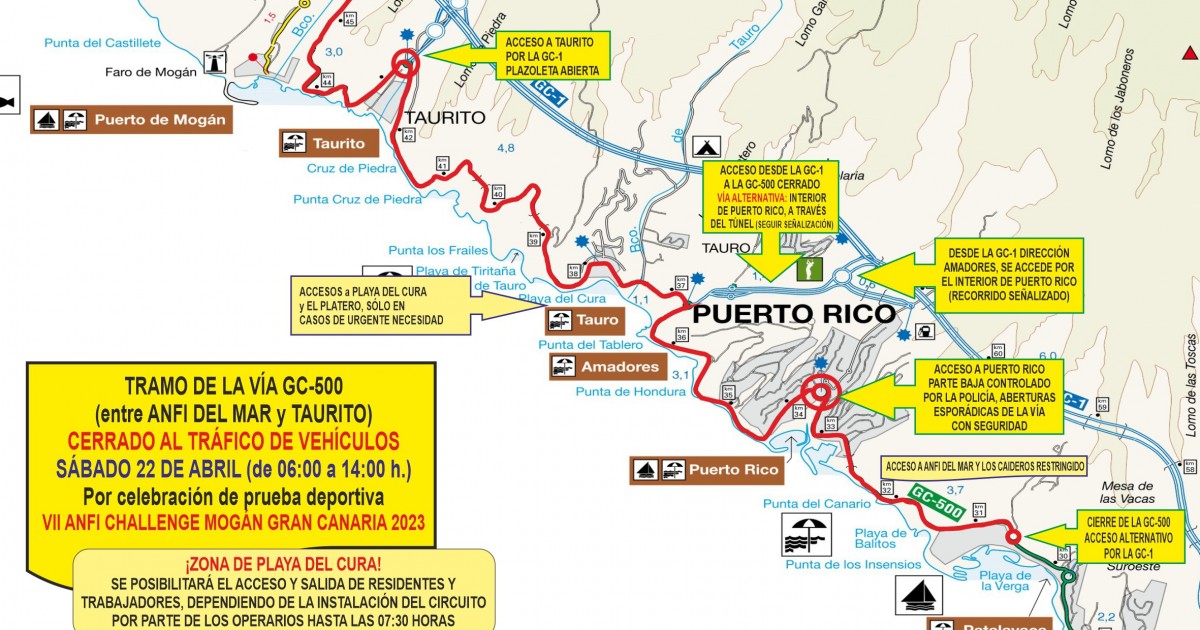 Restricciones de tráfico del 22 de abril por el Anfi Challenge Mogán Gran Canaria